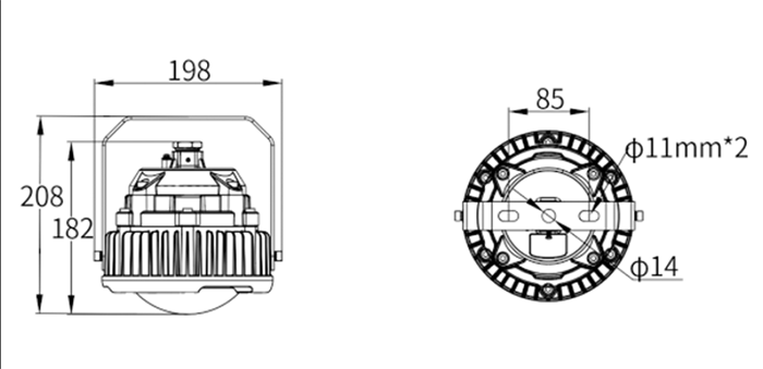 dimension of MXEL 8237 Explosion proof zone 1 lighting dimension of MXEL 8237 Explosion proof zone 1 lighting