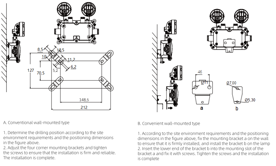 IP66 Two-head LED Explosion proof Emergency Light Installation IP66 Two-head LED Explosion proof Emergency Light Installation